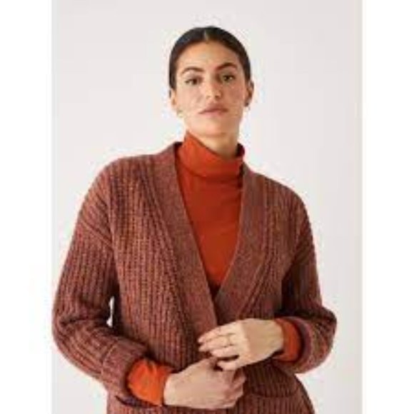 NWOT Frank and Oak Oversized Wool Blend Cardigan in Dark Brown - Picture 2 of 6